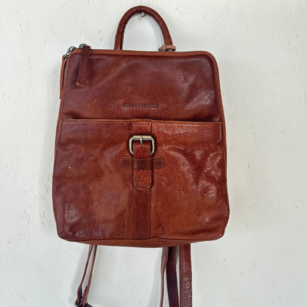 Spikes and Sparrow Texas Leather Backpack in Brandy Cognac